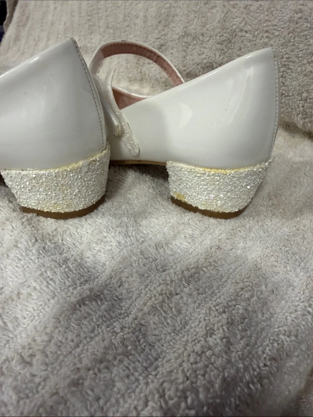 SO White Patent Mary Jane Dress Shoes with Pink Heart Insole